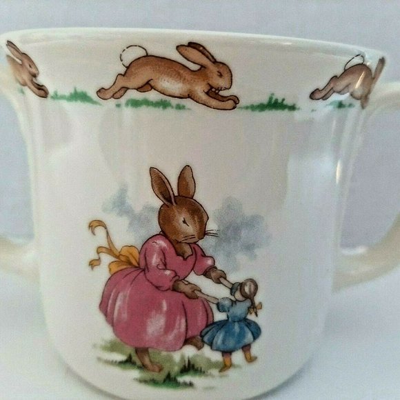 BUNNYKINS Mug / Double HANDLE Cup / VINTAGE ROYAL DOULTON BONE CHINA 1936 - Picture 2 of 3